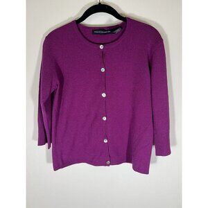 Vintage 90s French Connection magenta 3/4 sleeve preppy cardigan sz M coquette